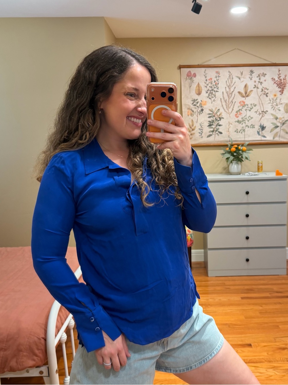 Tuckernuck Tyler Boe Pure Silk Blue Long-Sleeve Blouse XS/S